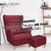 รูปย่อ MR. CARLINO: BISHOP Canvas Fabric High Back Sofa Wing Chair With Stools + FREE Chair Cushion รูปที่4