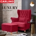 รูปย่อ MR. CARLINO: BISHOP Canvas Fabric High Back Sofa Wing Chair With Stools + FREE Chair Cushion รูปที่1