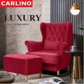 MR. CARLINO: BISHOP Canvas Fabric High Back Sofa Wing Chair With Stools + FREE Chair Cushion