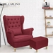 รูปย่อ MR. CARLINO: BISHOP Canvas Fabric High Back Sofa Wing Chair With Stools + FREE Chair Cushion รูปที่2