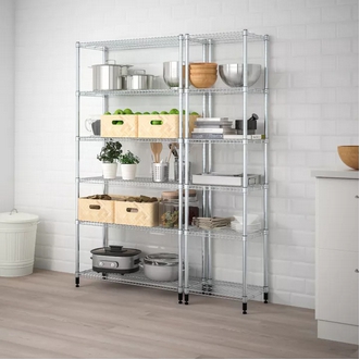 Beautiful durable strong standing 1 kitchen cabinet OMAR Umar shelving for 2 sets 140x36x181 cm ikea shelving minimal shelving. รูปที่ 1