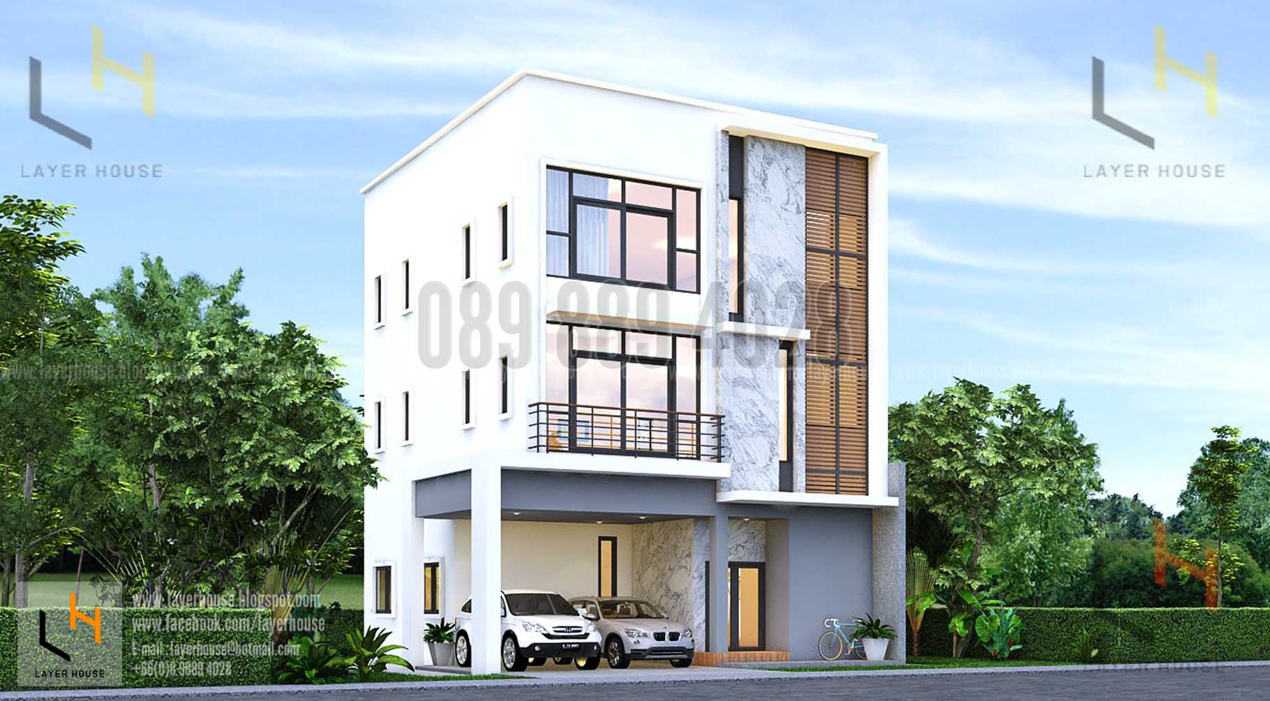 แบบทาวน์โฮม3ชั้น รับออกแบบใหม่หรือแบบสำเร็จพร้อมขออนุญาต รูปที่ 3