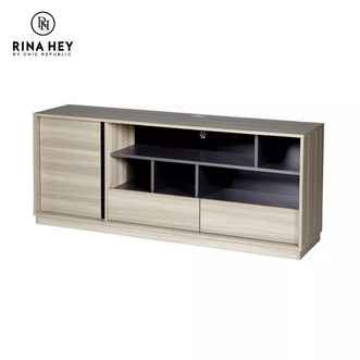 RINA HEY THE LINE160 ชั้นวางทีวี ชั้นวาง โต๊ะวางทีวี ตู้วางทีวี TV stand W160 x D40 x H65 cm  สี ธรรมชาติเทา รูปที่ 1
