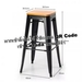 รูปย่อ Steel high bar stool wooden seat size 30.5×43×76 cm.maximum load capacity: 160 kg.  black รูปที่4