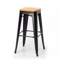 Steel high bar stool wooden seat size 30.5×43×76 cm.maximum load capacity: 160 kg.  black