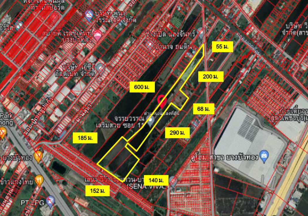 ขาย ที่ดิน บางบัวทอง 33 ไร่ 2 งาน 33 ตร.วา เหมาะทำหมู่บ้านจัดสรร โกดัง โรงงาน รูปที่ 2
