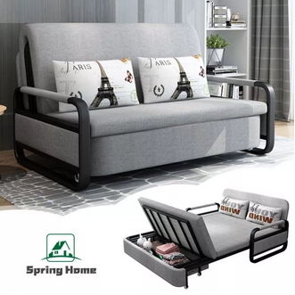 spring home โซฟาปรับนอนได้ ด้วยการจัดเก็บ พร้อมหมอน2ใบ ผ้าถอดซักได้ โครงเหล็ก ไม้เนื้อแข็ง โซฟาเบท โซฟานอน 4ฟุต 5ฟุต โซฟา 2ที่นั่ง 3ที่นั่ง รูปที่ 1