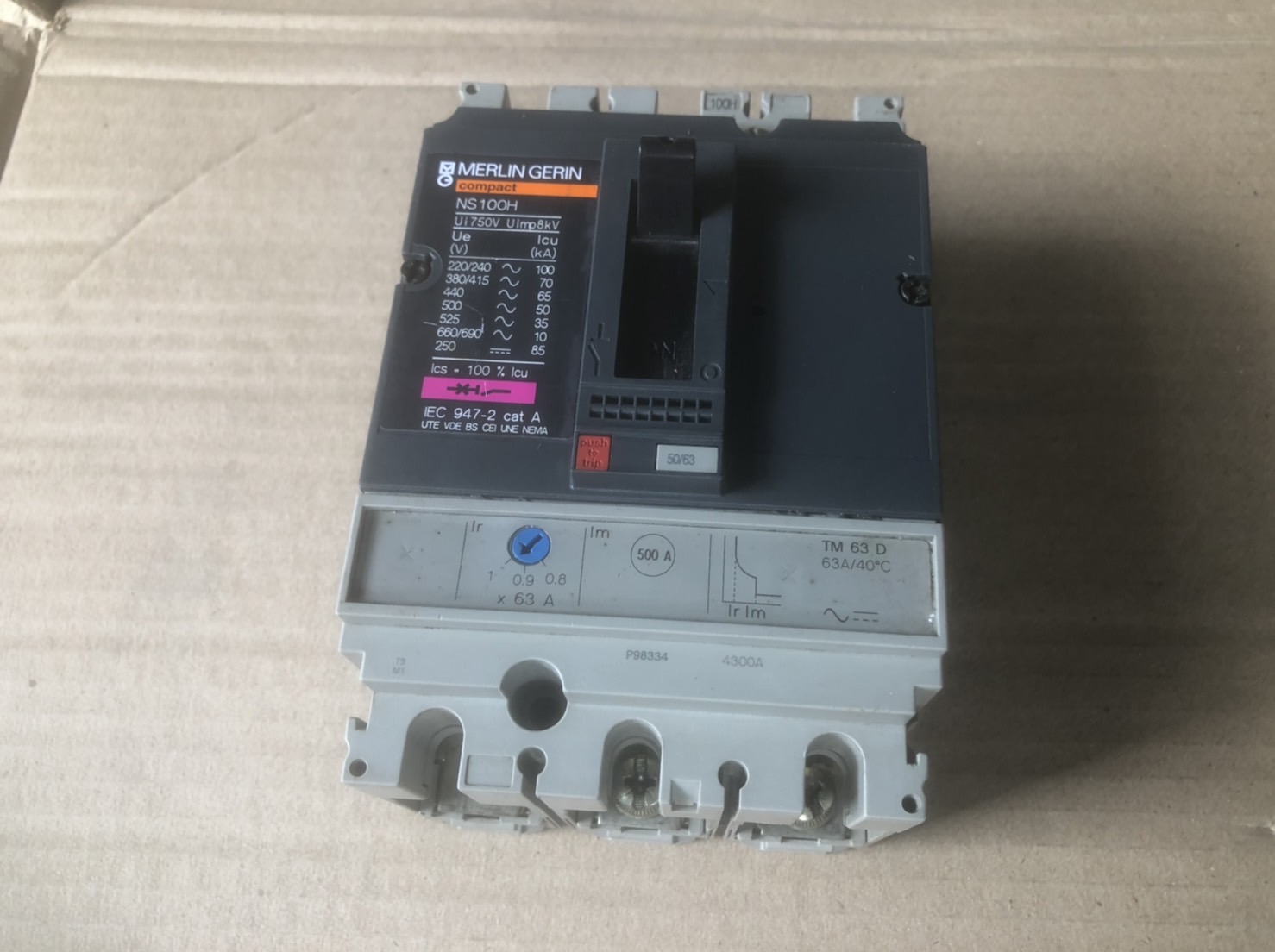 ขาย เมน เบรกเกอร์ Main Breaker Merlin Gerin รุ่น NS100H 63A แอมป์ มือสอง รูปที่ 4