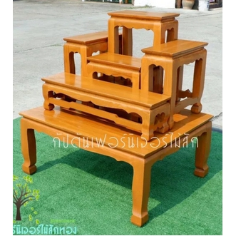 โต๊ะหมู่บูชา ไม้สัก หมู่ 5 หน้า 6 จัดส่งฟรี สักทองแพร่ สินค้าพร้อมส่ง รูปที่ 1