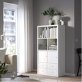 Shelving unit with 4 inserts 2 doors 4 drawers 147x77 cm  Vertical or horizontal  Home  office  Wood  White