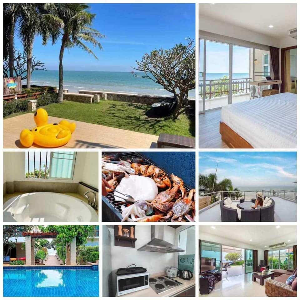 The Sky Cozy บริการบ้านพักพูลวิลล่าติดทะเลริมชายหาดส่วนตัวก่อนถึงชะอำ พร้อมสิ่งอำนวยความสะดวกครัว เตาปิ้งย่าง BBQ พร้อมสระว่ายน้ำหรืออ่างจากุชชี่ริมทะเล รูปที่ 6