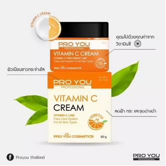 PROYOU Vitamin C Cream 60g.อุดมด้วยคุณค่าจากวิตามินซี เหมาะสำหรับผู้ที่มีปํญหาฝ้า กระ หน้าหมองคล้ำ ผิวไม่กระจ่างใส รูปที่ 1