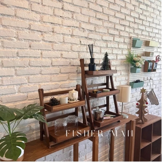 ชั้นวางของ ชั้นวางของไม้สัก ชั้นวางของมินิมอล Floor drop tree shelf teakwood รูปที่ 1