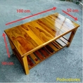 โต๊ะไม้สัก 2 ชั้น โต๊ะญี่ปุ่น ทำสีลงแลกเกอร์เครือบเงา กว้าง 50 cm. ยาว 100 cm. สูง 50 cm.ทำจากไม้สัก โต๊ะวางของ โต๊ะ