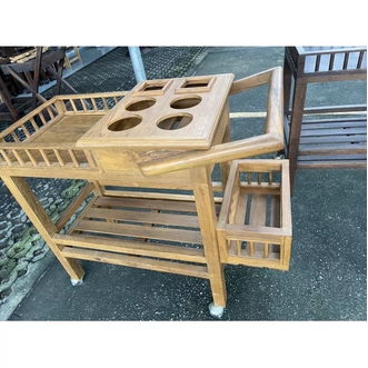 ส่งฟรี…!!ชั้นวางบาร์เครื่องดื่ม ไม้สัก 95X43X77CM 2ชั้น บาร์เครื่องดื่มเคลื่อนที่ ชั้นวางของ ชั้นบาร์เหล้าไม้สัก มีล้อเลื่อน รูปที่ 1