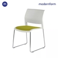 Modernform เก้าอี้เอนกประสงค์ เก้าอี้สัมมนา เก้าอี้ประชุม รุ่น ADI เก้าอี้พลาสติก ขาโครเมี่ยม พนักสีขาว เบาะหุ้มผ้าเขียว