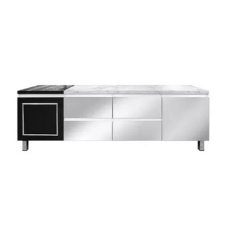 TV stand  storage cabinet 160 x 40 x 55 cm. 4 drawers. Marble effect shelf  Wood  Mirror white black รูปที่ 1