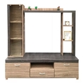 Living room furniture  TV stand 160.5 x 40.3 x 163 cm. 3 boxes 1 glass door  Wood  Light brown dark oak