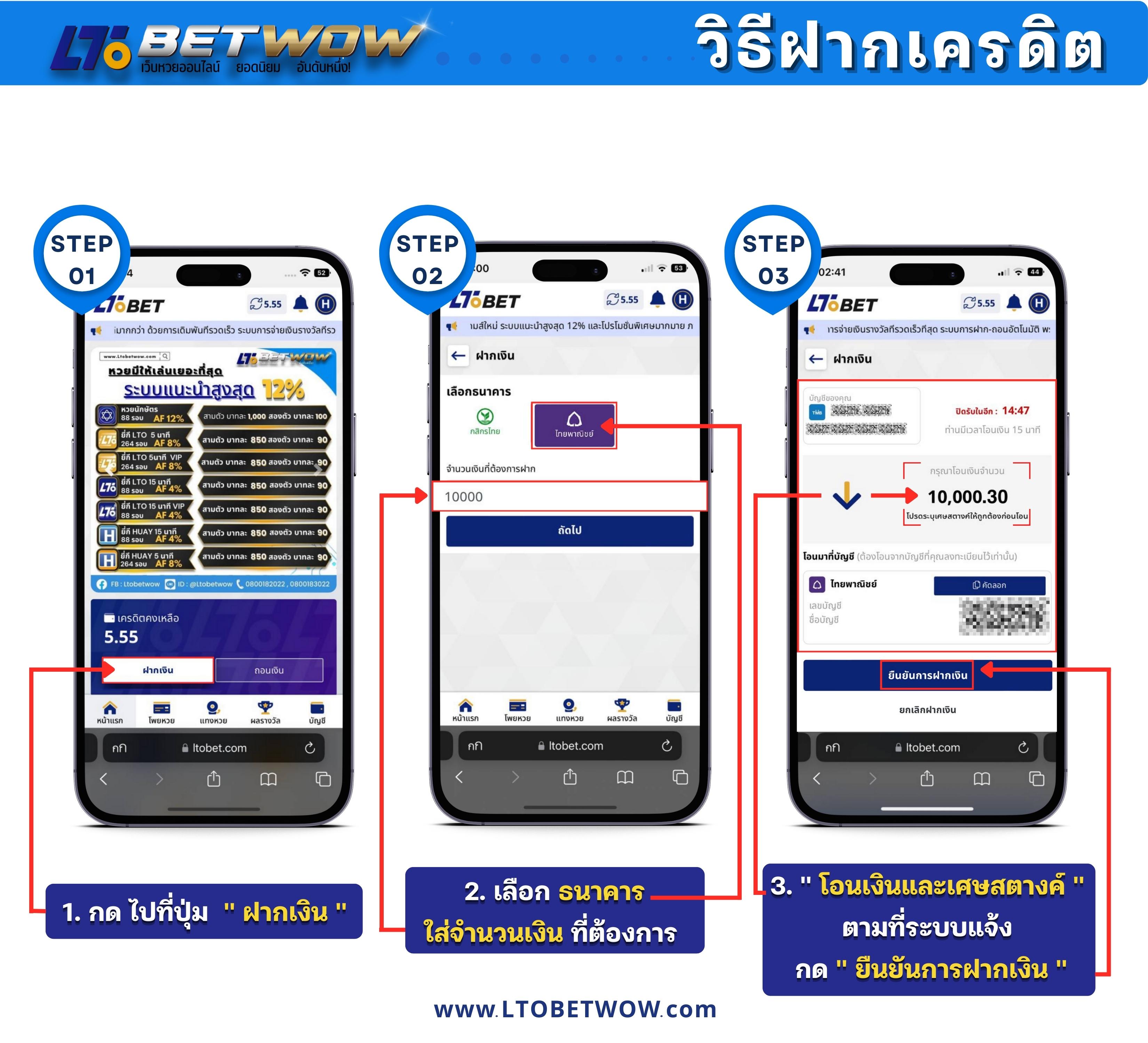 รูปภาพ ltobetwow วิธีฝากเครดิต