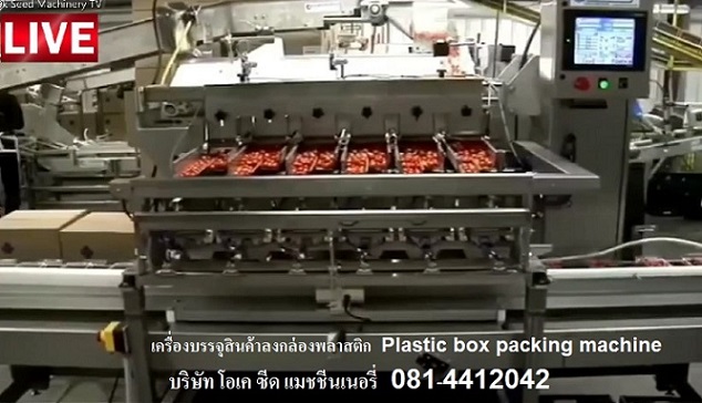 เครื่องบรรจุสินค้าลงกล่องพลาสติก แบบอัตโนมัติ Plastic Box Packing machine 0814412042 รูปที่ 1