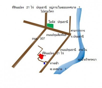 ขาย ที่ดิน อบู่ใจกลางเมืองปทุมธานีที่ดินติดถนนเทศบาลหนึ่ง ใจกลางเมืองปทุมธานี 21 ไร่ หน้ากว้างติดถนนเทศบาลหนึ่ง 196 เมตร รูปที่ 1