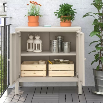 Beautiful durable standing 1 bookcase bookshelf KOLBJÖRN KOLBJÖRN cabinet inoutdoor beige 80x81 cm ikea shelving unit minimal shelving. รูปที่ 1