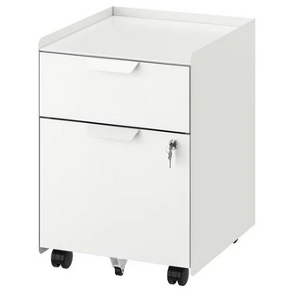 TROTTEN Drawer unit w 2 drawers on castors white ทร็อตเตน ตู้ 2 ลิ้นชักมีล้อเลื่อน ขาว รูปที่ 1