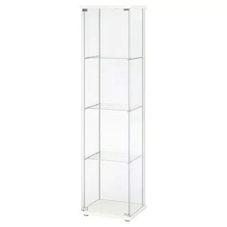 DETOLF ตู้บานกระจก ขาว43x163 ซม.ตู้กระจกสำหรับตั้งโชว์เครื่องแก้วและของสะสมชิ้นโปรด ให้สะอาดปราศจากฝุ่น รูปที่ 1