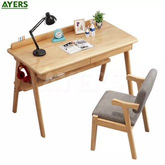 AYERS Japanese wood table with drawer wooden computer desk table table drop notebook table com Computer Desk table drop notebook office desk with htc2 make choose รูปที่ 1