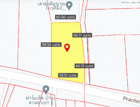ขายที่ดินเมืองปราจีนบุรี 3.5 ไร่ ติดถนนปราจีน-ตะคาม ข้างติดถ.คอนกรีต ใกล้เทศบาลโคกมะกอก - 1 กม. จ.ปราจีนบุรี รูปที่ 4