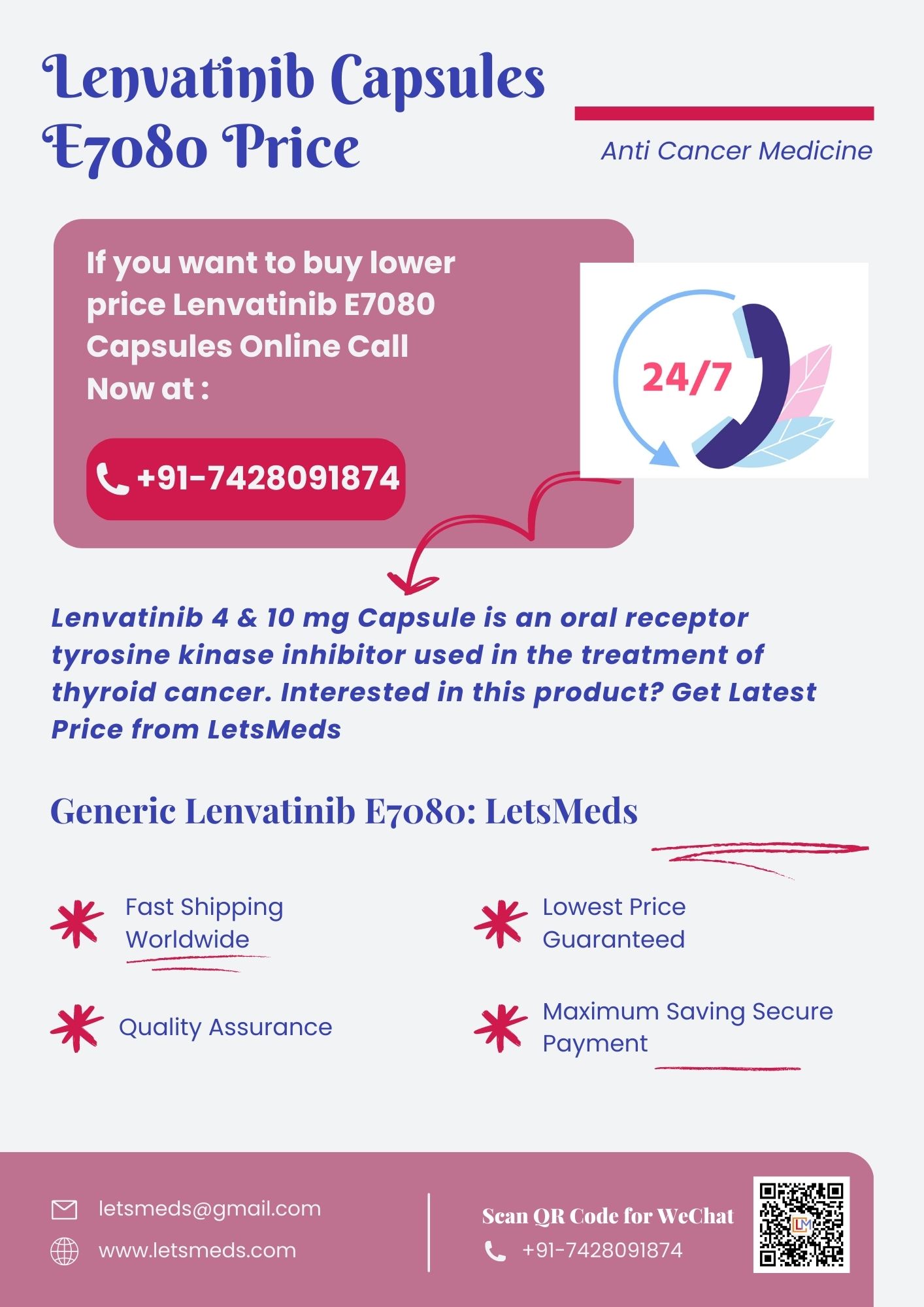 Indian Lenvatinib E7080 Capsules Wholesale Price รูปที่ 1