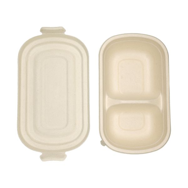 Wholesale China 500ML 700ML 850ML 1000ML Compostable Bagasse Bento Box with Lid รูปที่ 1