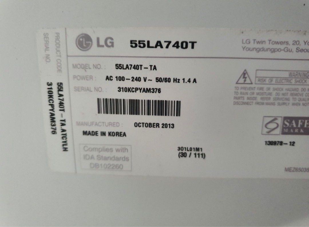 LG SMART TV 55 นิ้ว รุ่น 55LA740T ไม่มีตำหนิ แต่ไม่มีกล่อง ขาย 5,500 บาท  รูปที่ 6