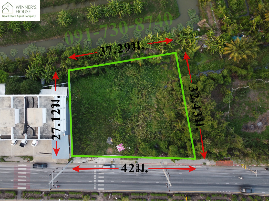 ขายที่ดินติดถนนบางกรวย-ไทรน้อย ฝั่งขาเข้า บางบัวทอง ตรงข้ามโรงเรียนสารสาสน์วิเทศไทรน้อยพิทยาคาร ขนาด285ตารางวา หน้ากว้างติดถนน42เมตร รูปที่ 1