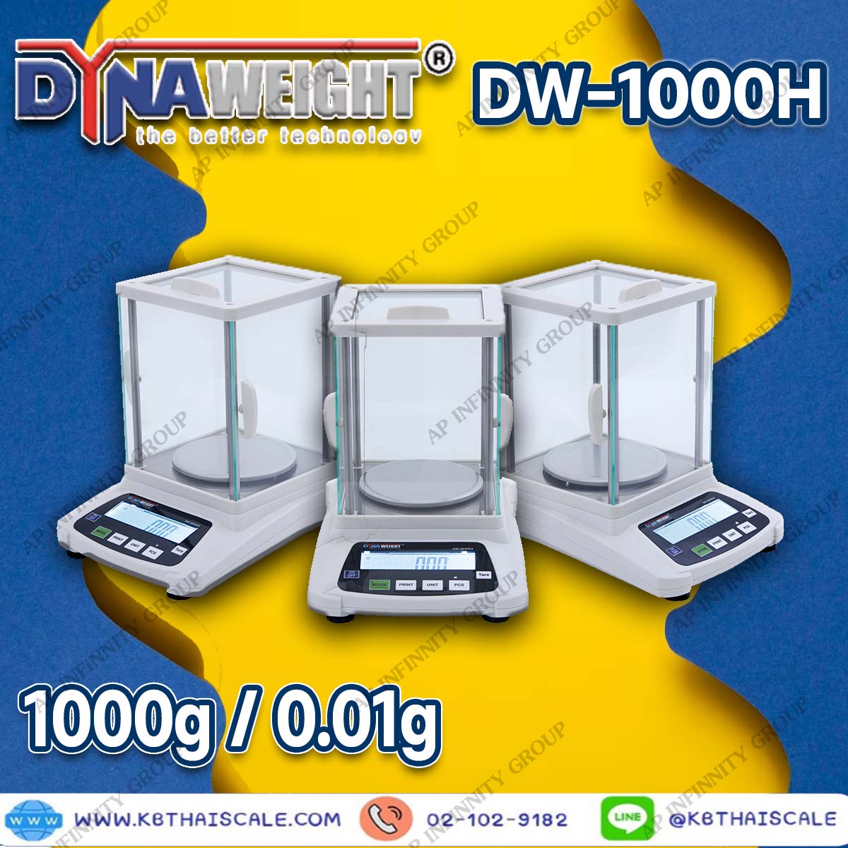 เครื่องชั่งดิจิตอลทศนิยม 2 ตำแหน่ง 1000g DynaWeight รุ่น DW1000H รูปที่ 1