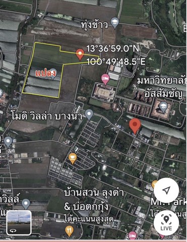 ขายที่ดิน บางนา-ตราด กม24 จำนวน20ไร่ 17ไร่ 39ไร่ ทั้งหมด 77-2-73 ไร่  แยกขายได้ รูปที่ 1