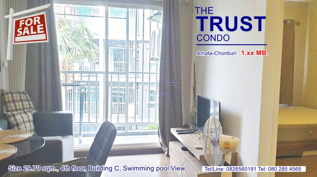 ขาย คอนโด วิวสระว่ายน้ำ THE TRUST CONDO อมตะ-ชลบุรี 29.70 ตรม. ขายพร้อมผู้เช่า รูปที่ 1