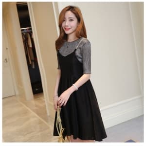 ชุดเซ็ทเสื้อ และเดรสผ้าโพลีเอสเตอร์ผสม สะท้อนแสงไฟสวยมากคะ รูปที่ 4