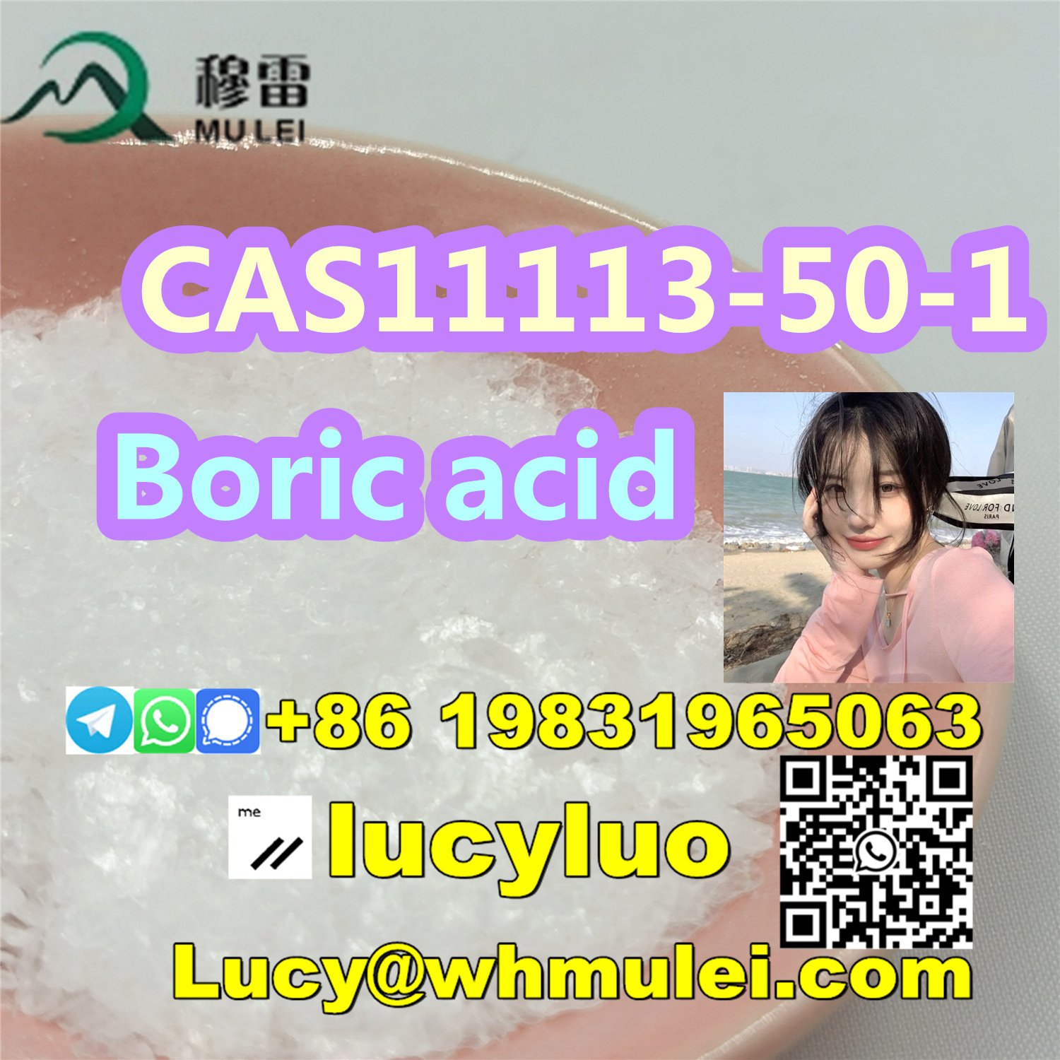 Top 99% Pure Boric Acid Flakes/Chunks CAS 11113-50-1 Safe Clearence รูปที่ 3