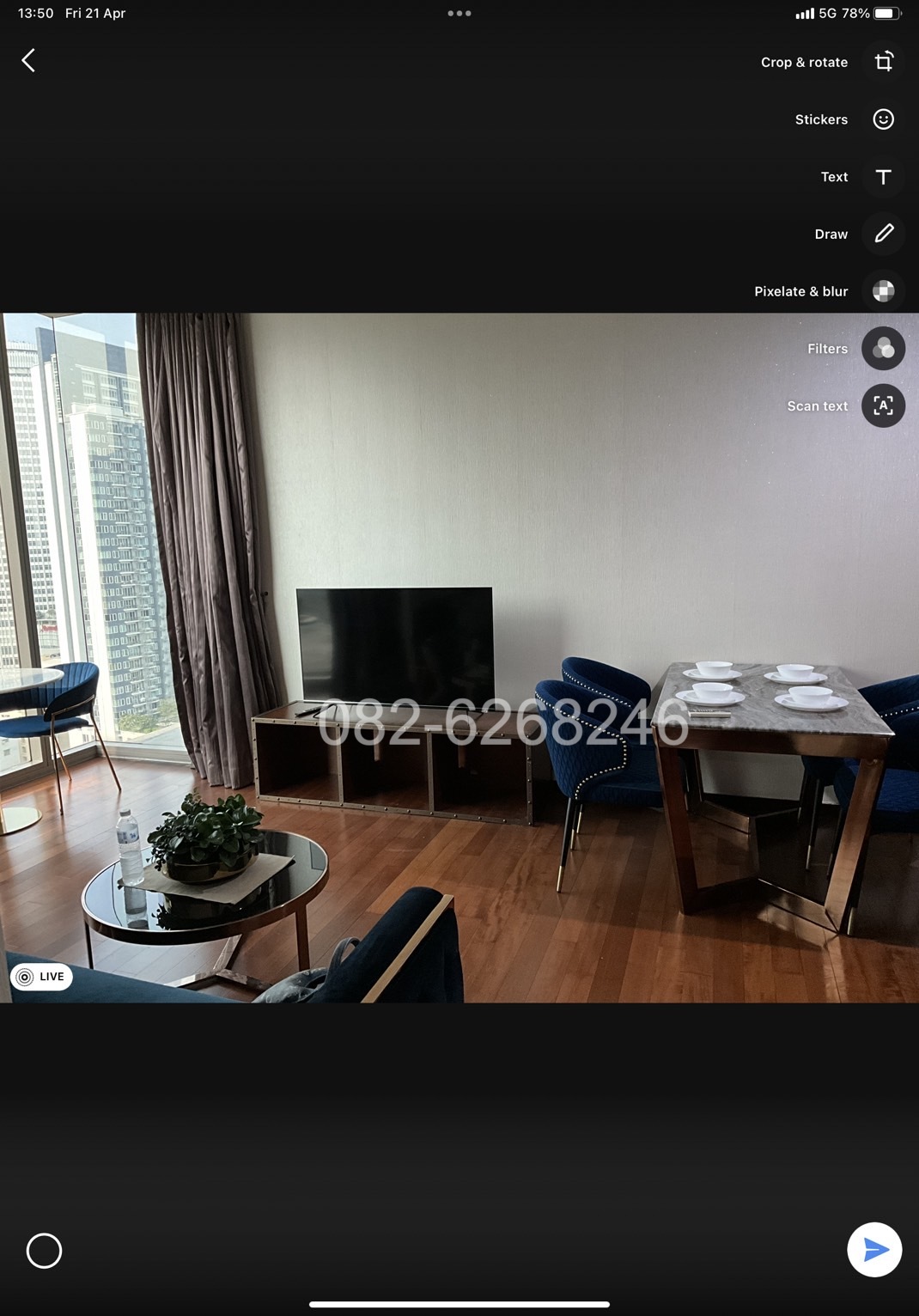 For rent Ashton Morph 38 1Bedroom 52 Sqm. 50K 082-6268246 รูปที่ 1