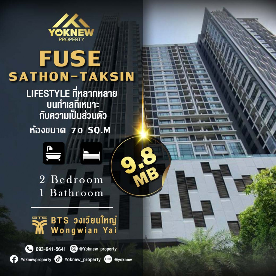 ขาย-เช่า ห้องพร้อมเข้าอยู่ ตกแต่งครบทุกอย่าง Fuse Sathorn-taksin ใกล้ BTS วงเวียนใหญ่ รูปที่ 1