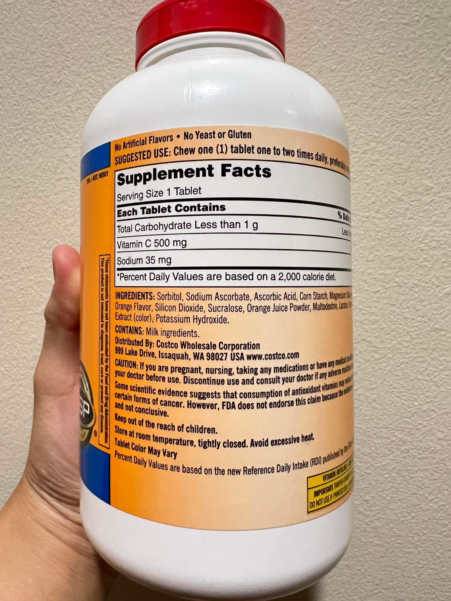 Kirkland Vitamin C🍑 500 MG วิตามินซี 500 มิลลิกรัม 500 เม็ด ตกเม็ดละบาท คุ้มมาก🤩 กระปุกสุดท้ายเเล้ว❗️ รูปที่ 5