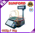 เครื่องชั่งแสดงคำนวณราคา 30kg ความละเอียด 10g หน้าจอแสดงผล LCD ยี่ห้อ SUNFORD รุ่น RLS-1100 พร้อม Build In Printer