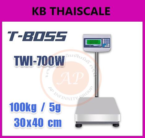 ตาชั่งดิจิตอล เครื่องชั่งตั้งพื้น 100kg ละเอียด 5g ขนาดแท่น 30x40cm ยี่ห้อ T-BOSS รุ่น TWI-700W รูปที่ 1