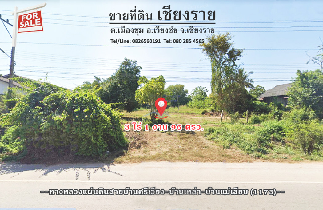 ขาย ที่ดิน ทำเลดี เชียงราย 3 ไร่ 1 งาน 95 ตร.วา ติดทางหลวงแผ่นดิน1173 และทางสาธารณประโยชน์ รูปที่ 1