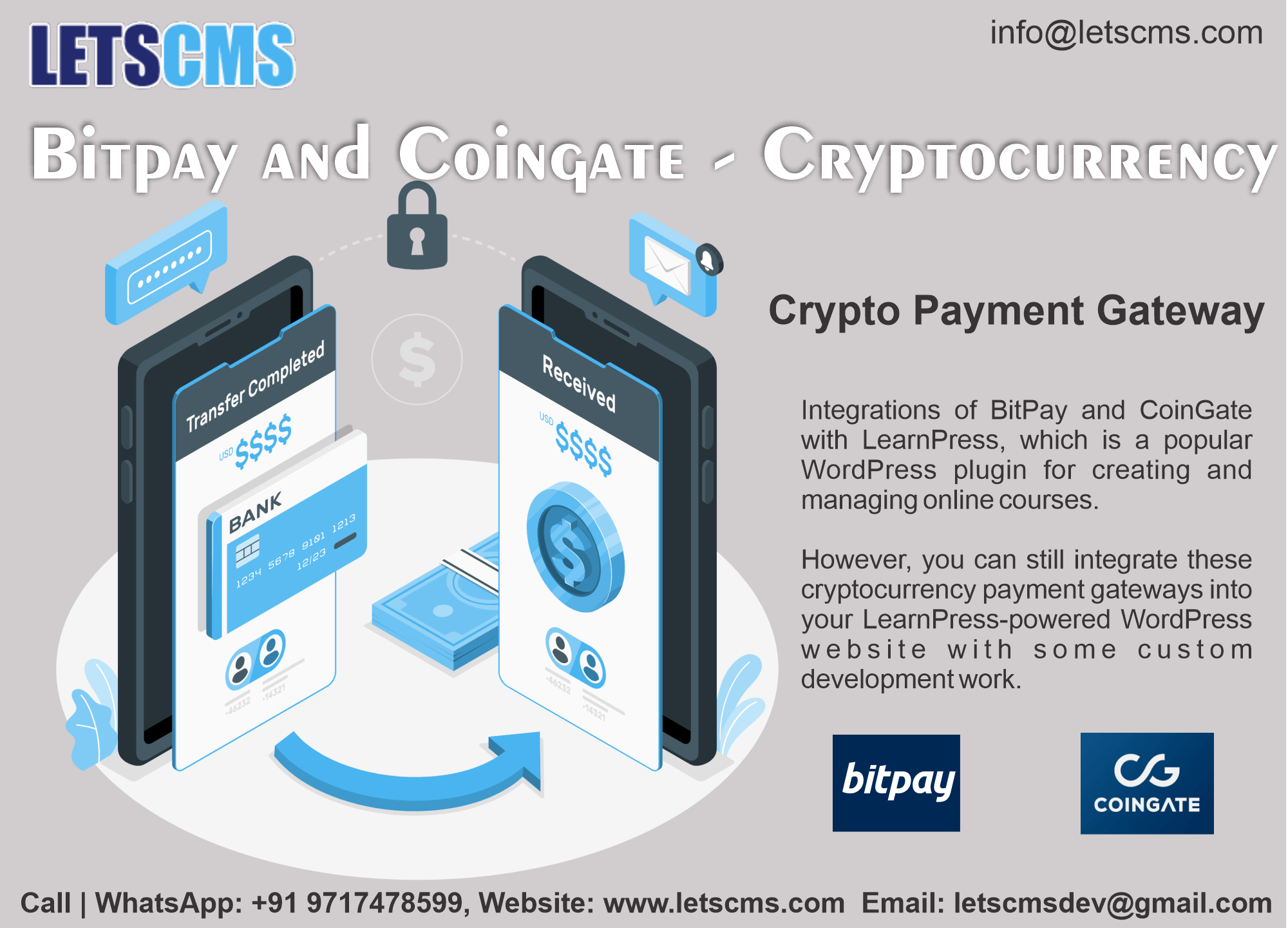การชำระเงิน Cryptocurrency ผ่าน CoinGate และ Bitpay ใน LearnPress, ปลั๊กอิน WordPress โดย LetsCMS รูปที่ 3