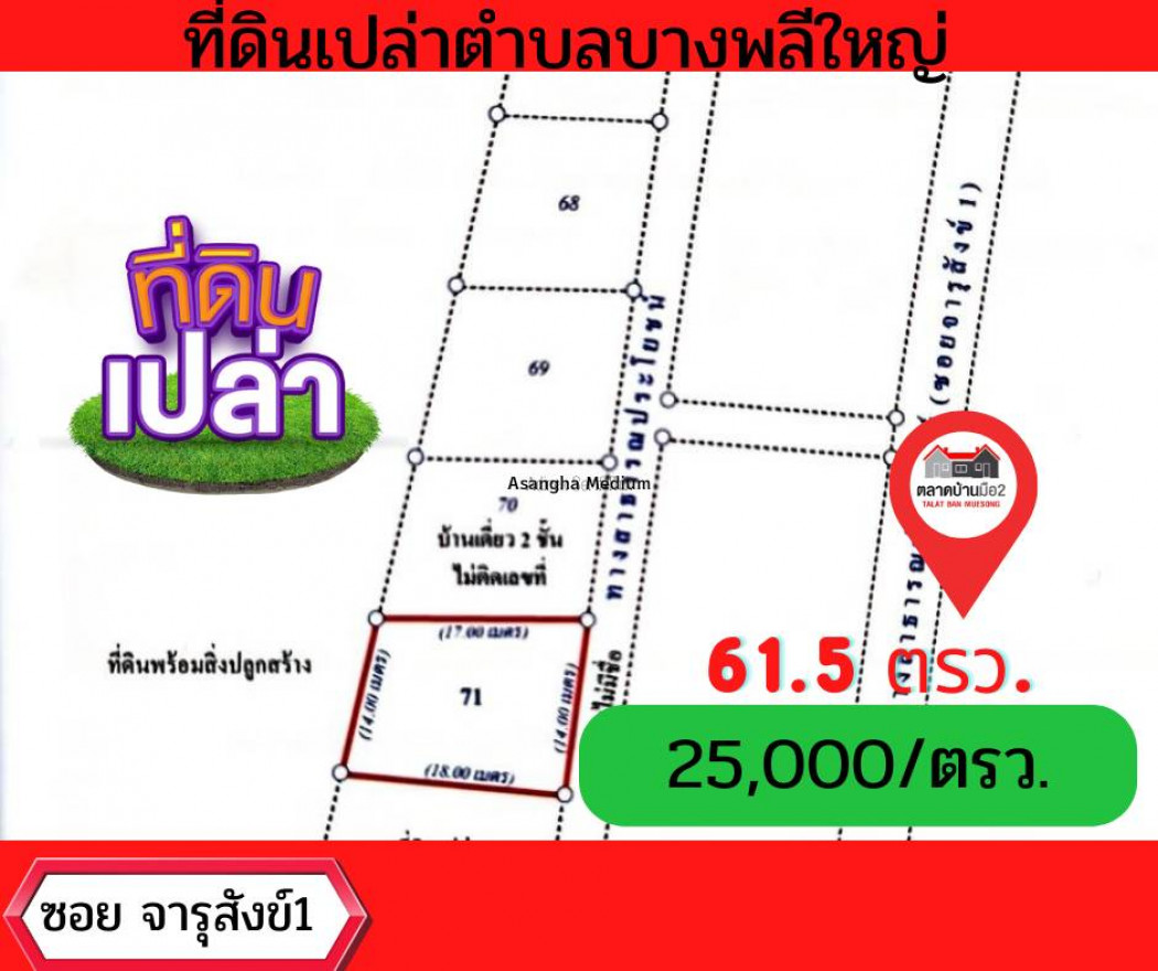 ขาย ที่ดิน ที่ดินเปล่า ถมแล้ว ที่ดินเปล่าถมแล้วซอยจารุสังข์1 บางพลีใหญ่ 61.5 ตร.วา รูปที่ 11