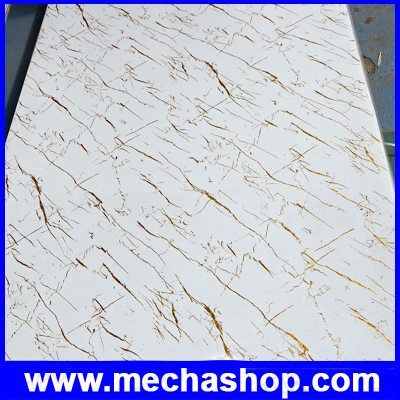 UV Marble Board แผ่นลายหินอ่อน ไม้เทียม แผ่นหินเทียม หินวีเนียร์ ตกแต่งบ้าน ตกแต่งผนัง รุ่น White Size: W1220mm * L2440mm* 2.5mm Material: Pvc Resin & Calcium Powder รูปที่ 1