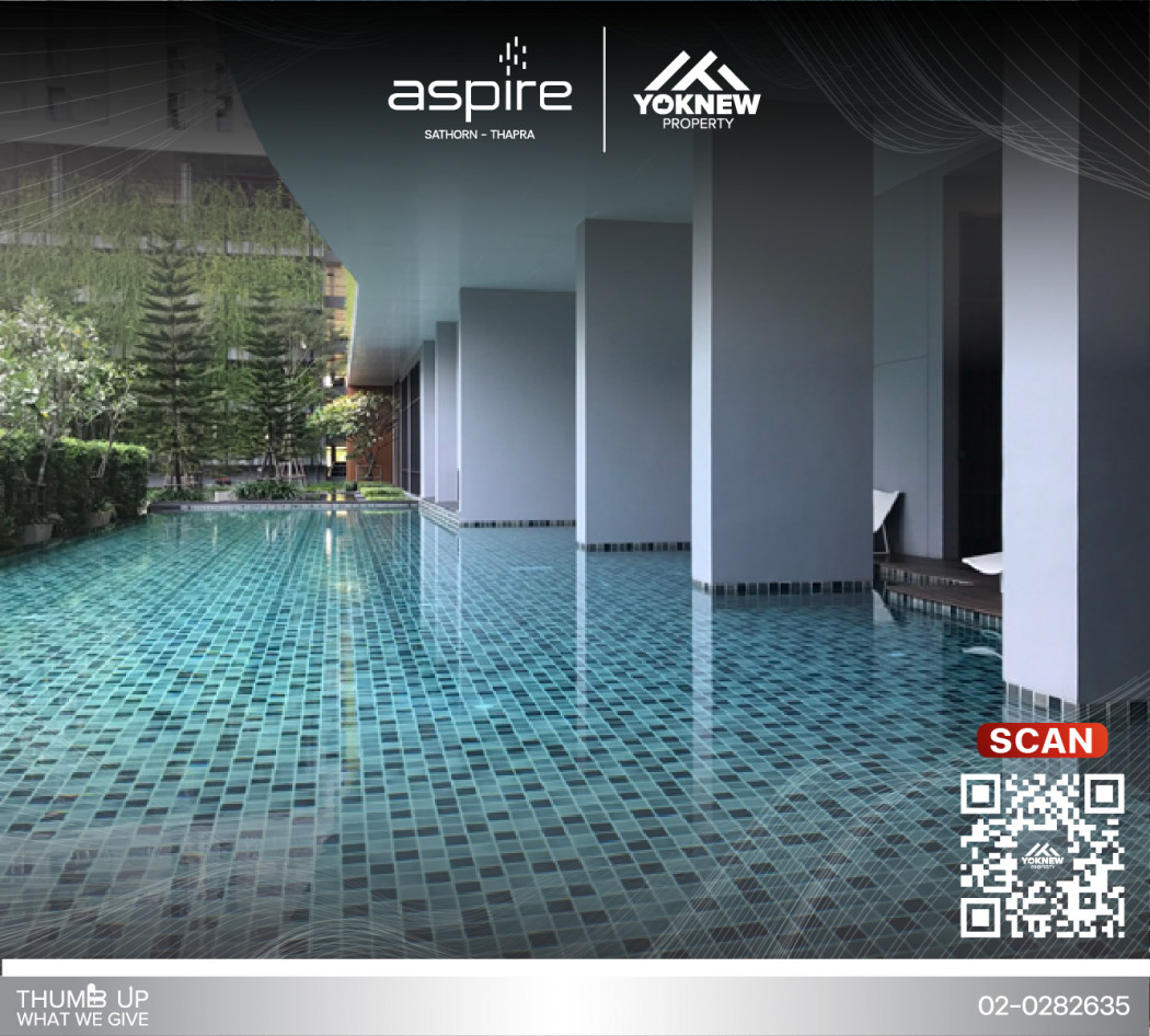 ว่างให้เช่าแล้วนะ 2 ห้องนอนใหญ่ ตำแหน่งดีAspire sathorn thapra ติดบันได BTS ตลาดพลู รูปที่ 1