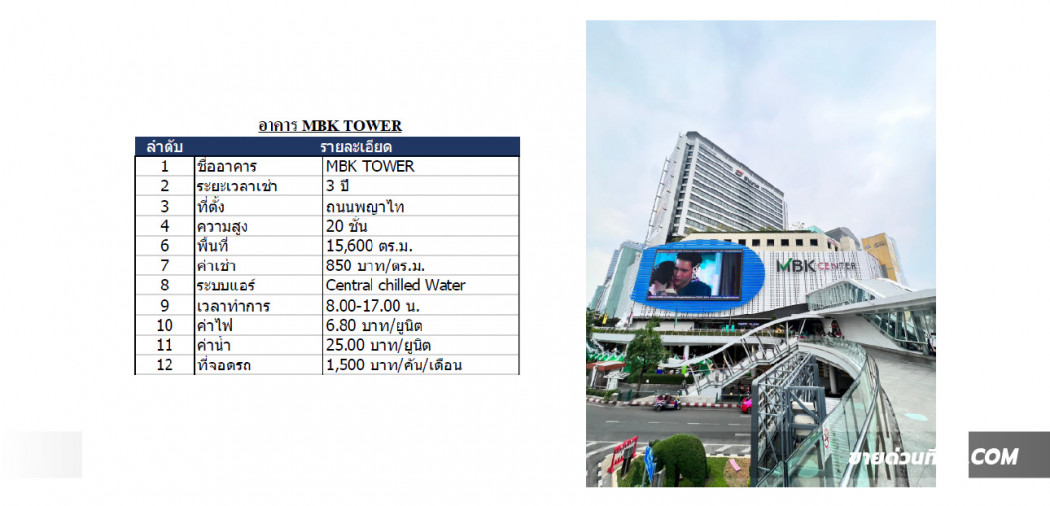พื้นที่สำหรับประกอบการธุรกิจ ในห้าง MBK TOWER ชั้น 12 636.30 ตร.ม. รูปที่ 3